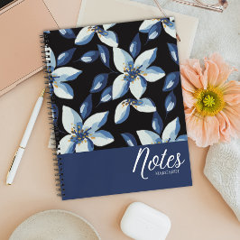 Blue Floral Classy Stilvolle Minimal Notizblock