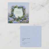 Blue Floral Cluster Geometric Frame Whimsical Quadratische Visitenkarte (Vorne/Hinten)