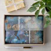 Blue Floral Collage Decoupage Seidenpapier (Geschenk)