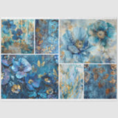 Blue Floral Collage Decoupage Seidenpapier (Vorderseite)