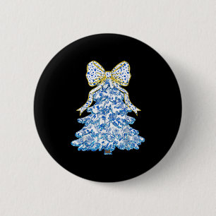 Blue Floral Coquette Bow Weihnachtsbaum Chinoiseri Button