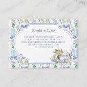 Blue Floral Coquette Tee Party Brautparty Begleitkarte (Vorderseite)