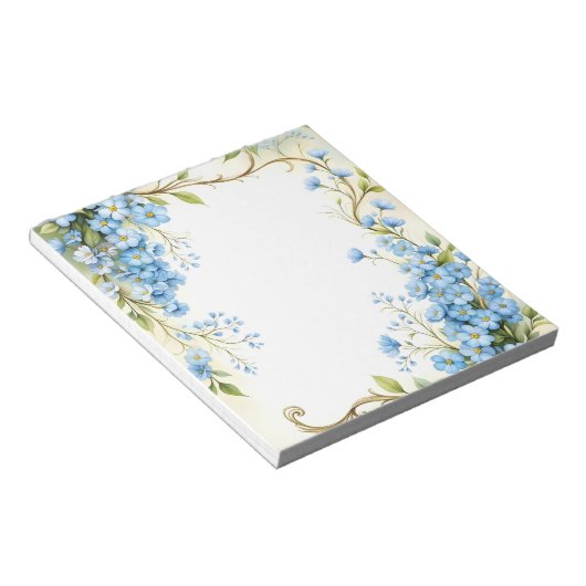 Blue Floral Corner Design Notizblock (angewinkelt)