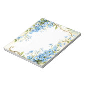 Blue Floral Corner Design Notizblock (Rotiert)