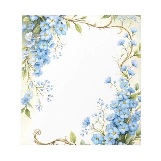 Blue Floral Corner Design Notizblock (Vorderseite)