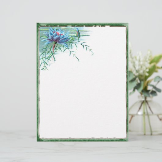 Blue Floral Corner Letterhead (Stehend Vorderseite)