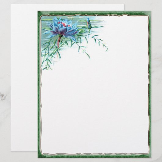 Blue Floral Corner Letterhead (Vorne/Hinten)