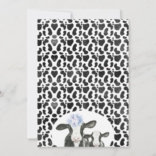 Blue Floral Cow Calf Boho Floral Baby Dusche Einladung (Rückseite)