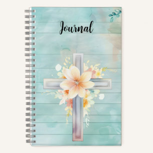 Blue Floral Cross Journal Notizblock