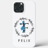 Blue Floral Custom Monogram - Letter F Case-Mate iPhone Hülle (Rückseite)