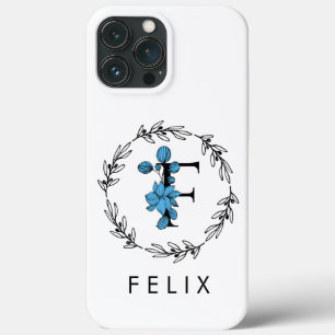 Blue Floral Custom Monogram - Letter F Case-Mate iPhone Hülle