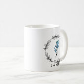 Blue Floral Custom Monogram - Letter J Kaffeetasse (VorderseiteRechts)