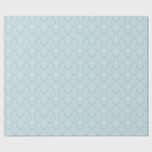 Blue Floral Damask Geschenkpapier (Flach)