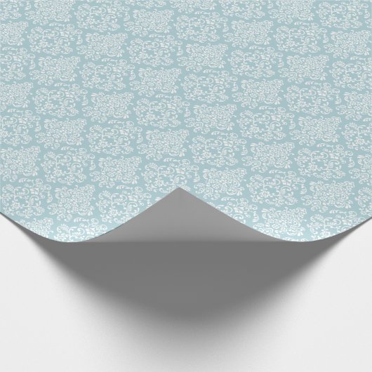 Blue Floral Damask Geschenkpapier (Ecke)