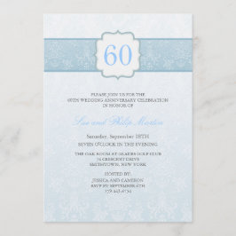 Blue Floral Damask Hochzeitstag Einladung