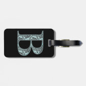 Blue Floral Damask Print B Monogramm Initialen Gepäckanhänger (Rückseite horizontal)
