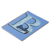 Blue Floral Damask Print B Monogramm Initialen Notizblock (Linke Seite)