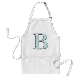 Blue Floral Damask Print B Monogramm Initialen Schürze