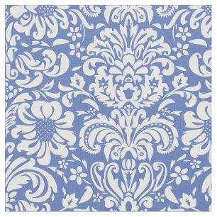 Blue Floral Damask Stoff