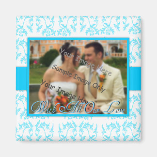 Blue Floral Damask Wedding Vielen Dank für Ihr Ges Magnet