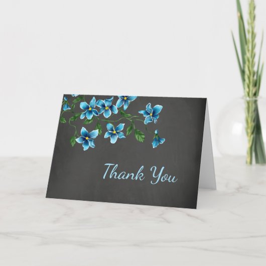 Blue Floral Danke Card (Vorderseite)