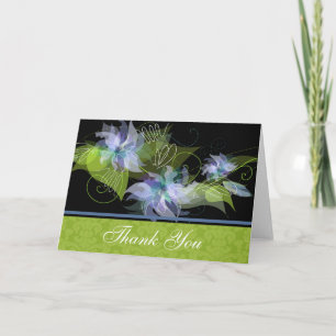 Blue Floral Dankeschön Card mit Damask Dankeskarte