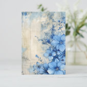 Blue Floral Dankeskarte (Stehend Vorderseite)