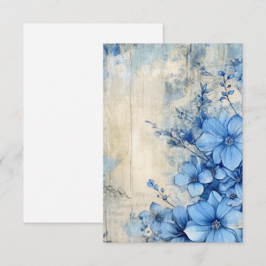 Blue Floral Dankeskarte (Vorne/Hinten)