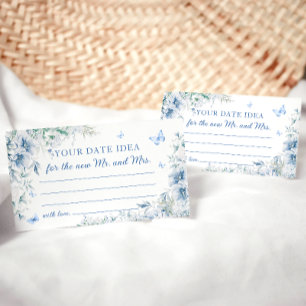 Blue Floral Date Night Ideas Brautparty Card Begleitkarte