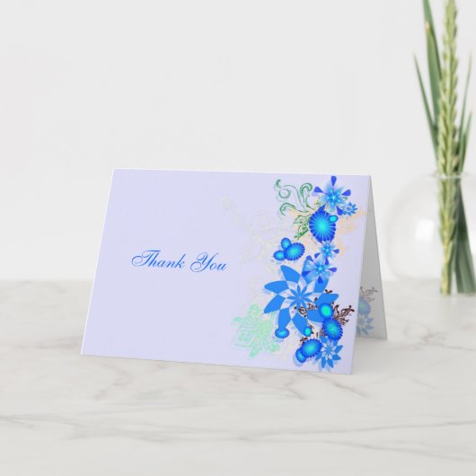 Blue Floral Deko - Vielen Dank Dankeskarte (Vorderseite)