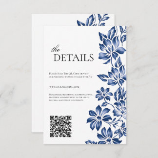 Blue floral delftware the details floral wedding begleitkarte