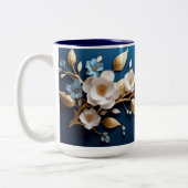 "Blue Floral Delight Coffee Tasse" Zweifarbige Tasse (Links)