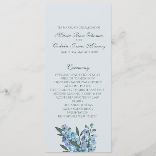 Blue Floral Delphinium Programm (Vorderseite)