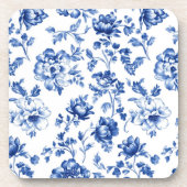 Blue Floral Delsoftware Vintager Stil botanisch Getränkeuntersetzer (Vorderseite)