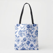 Blue Floral Delsoftware Vintager Stil botanisch Tasche (Vorderseite)