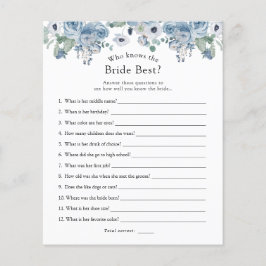 Blue Floral, der das Bride Best Bridal Game kennt