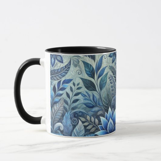 Blue Floral Design Coffee Tasse (Links)