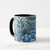 Blue Floral Design Coffee Tasse (Vorderseite Links)