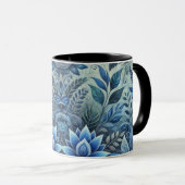Blue Floral Design Coffee Tasse (VorderseiteRechts)