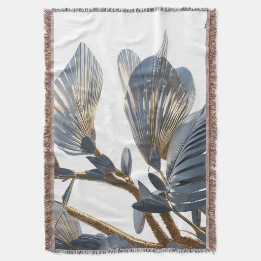 Blue Floral Design Plant Decke (Vorderseite Vertikal)