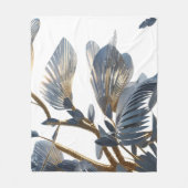 Blue Floral Design Plant Fleecedecke (Vorderseite)