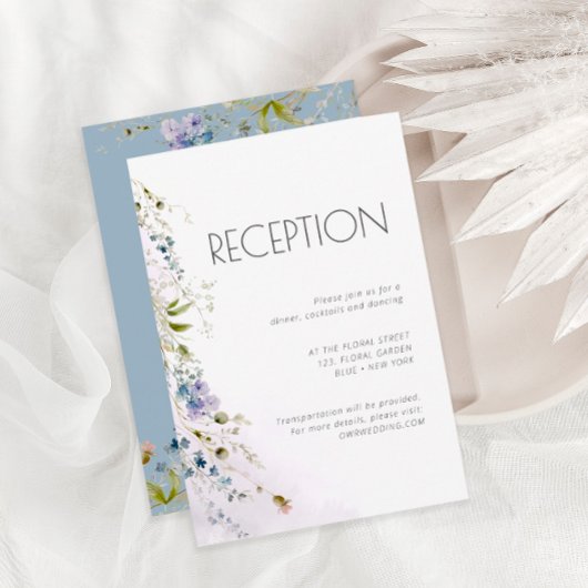 Blue Floral Details Umschließungskarte Begleitkarte