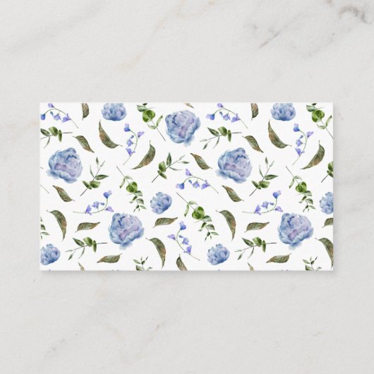 Blue Floral Diaper Raffel Ticket Begleitkarte (Rückseite)