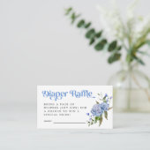 Blue Floral Diaper Raffel Ticket Begleitkarte (Stehend Vorderseite)