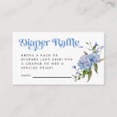 Blue Floral Diaper Raffel Ticket Begleitkarte (Vorderseite)