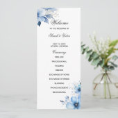 Blue Floral double side program card  Programm (Stehend Vorderseite)