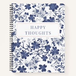 Blue Floral Double Sided Thoughts Journal Notizblock