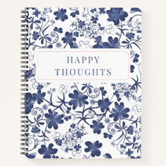 Blue Floral Double Sided Thoughts Journal Notizblock
