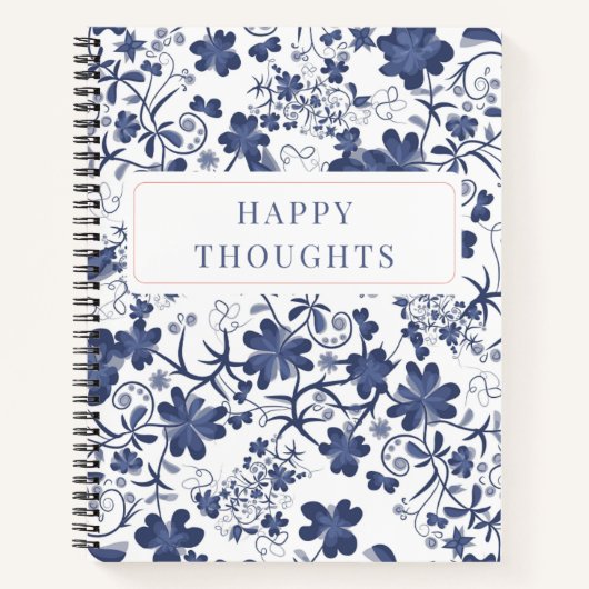 Blue Floral Double Sided Thoughts Journal Notizblock (Vorderseite)