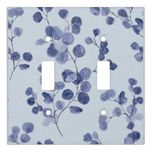 Blue Floral Double Toggle Light Switch Abdeckung